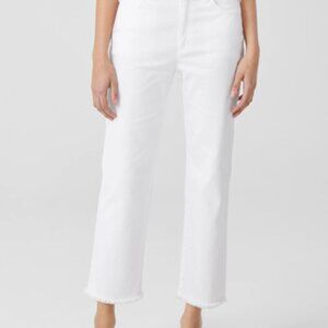 Eileen Fisher Organic White Cotton Denim Straight Jean